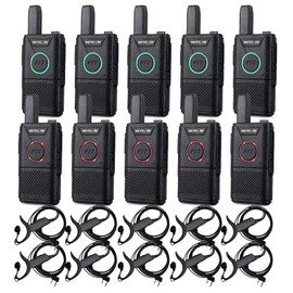 Retevis RT18 Walkie Talkies with Earpiece,2 Way Radios Long Range,Dual PTT,Short Antenna,Center Led, Compact, Rechargeable Two Way Radio for Adults Healthcare School Automotive Restaurant (10 Pack)