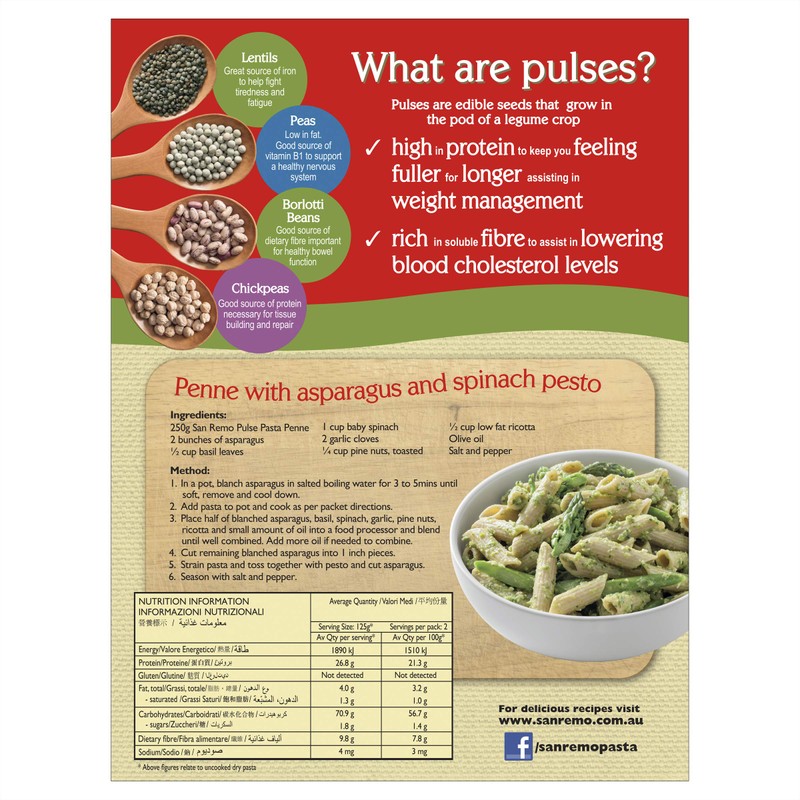 San Remo Pulse Pasta Penne, 250g