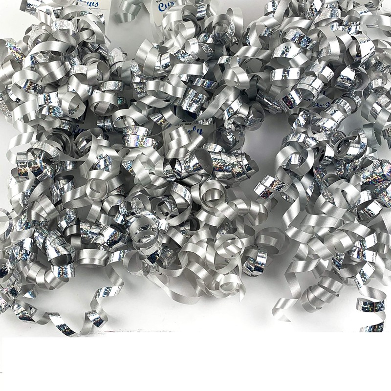Worlds Silver Curly Bows Gift Wrap Bows 5" Inch(6 Pack)