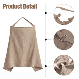 Cimown Nursing Cover, 100% Cotton Nursing Scarf, Soft and Breathable Nursing Apron, Suitable Muslin Nursing Cover for On the Go, Khaki Nursing Cover