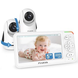 5" Baby Monitor with Dual Cameras and Audio - Secure No Wi-Fi Pan-Tilt-Zoom 2 Cameras｜32H Battery｜2-Way Talk｜Temperature Sensor｜Auto Night Vision - Ideal for Babies, Elderly, Nursery Monitoring
