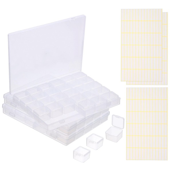 PATIKIL 8x7x1.1inch Bead Storage Containers Box, 3 Set Include Plastic