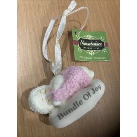 Department 56 Dept 56 Snowbabies "Bundle of Joy" Baby Girl Ornament Pink  Baby Shower Favors