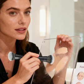Pincel de Maquillaje Cerdas Densas De Doble Punta Brocha para Polvos Sueltos de Maquillaje - para Rubor Iluminador Corrector Bronceador Crema Difuminado Mujeres Hogar Viaje Fiesta Boda