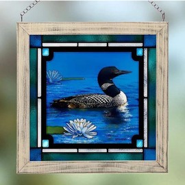 Wild Wings 5386497328 Stained Glass Art, 9-inch Height (Northland Retreat Loon)