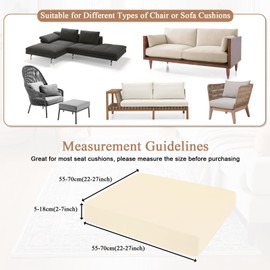 U'Artlines 8Pcs Stretch Patio Cushion Covers Replacement, Waterproof Elastic Outdoor Cushion Covers Washable Sofa Cushion Covers Slipcovers for Outdoor Furniture Backyard (Beige, Cover Only)