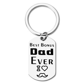 yaozeio Best Bonus Dad Ever Keychains for Bonus Dad Daddy Birthday Gift from Daughter Son Step Dad Papa Father Day Gifts for Bonus Dad Father in Law Gift Ideas Engraved Dad Key Chains for Men