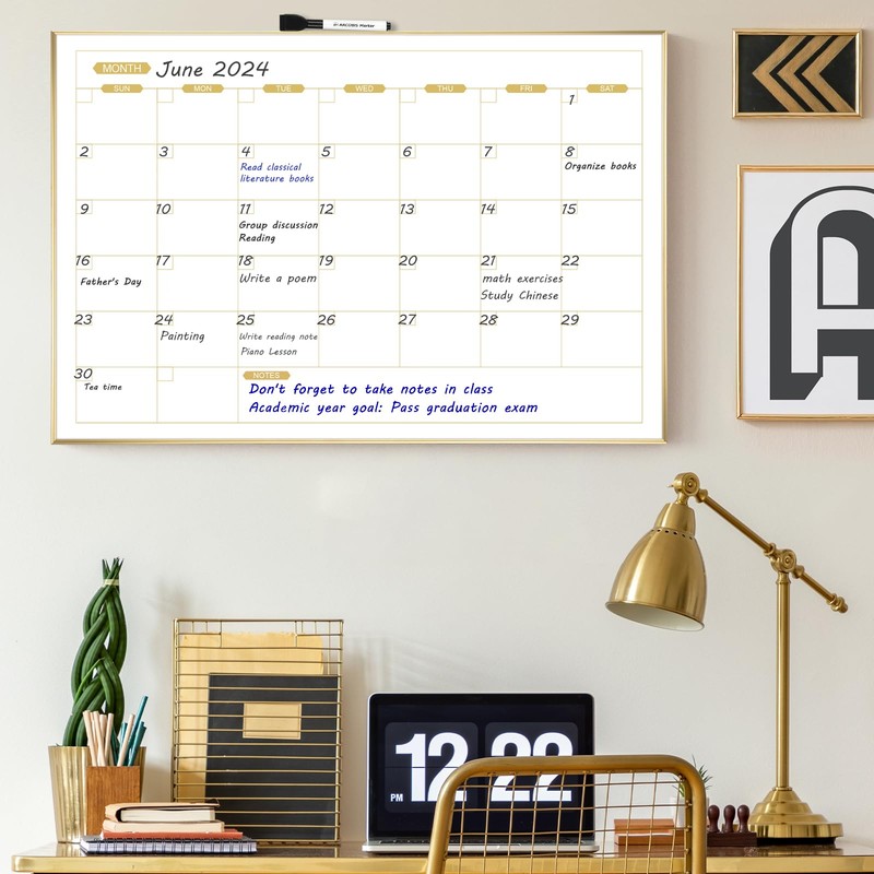 ARCOBIS Monthly Calendar Whiteboard, 36" x 24" Magnetic Dry Erase
