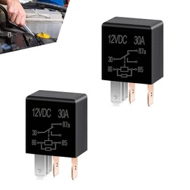 MLY Automotive 12V Relay, 30A 5-Pin Starter Relay, Waterproof Multi-Purpose Power Electromagnetic Switch, Universal Accessories for Car Boat Motor Replacement (Black #2PCS)