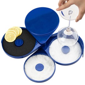 CAIRIAC 3 Tier Bar Glass Rimmer, Margarita Salt Rimmer for Cocktails, Plastic Drink Rimmer Tray Glass Rimming Box for Salt Sugar Lime Juice with Sponge, Bar Accessories Gift Bartender Tools (Blue)