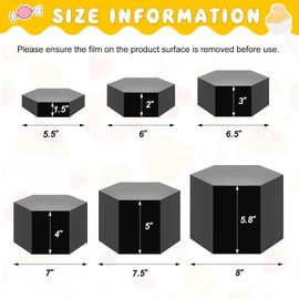 Leinuosen 6 Pcs Large Buffet Risers, 5.5 to 8 Inch Catering Dessert Table Risers Food Decorative Stands with hollow bottom for Catering Supplies, Party(Black, Hexagonal)
