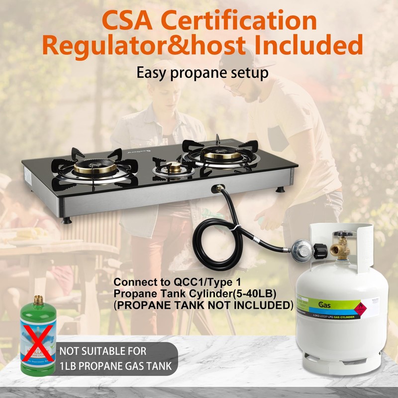 BesNerg Propane Stove 3 Burner Gas Stove, 34000 BTU High-Efficiency