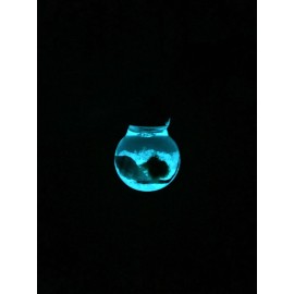 Glow In The Dark Marimo Moss Ball Necklace / Wearable Live Terrarium Necklace - 20" Necklace