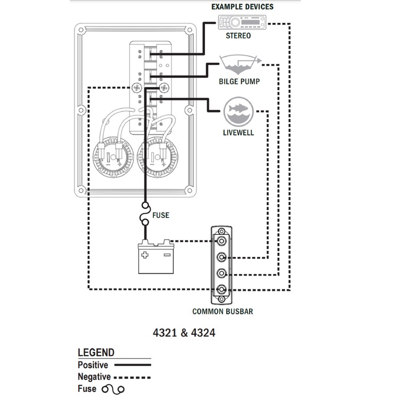 Blue Sea Systems 4324-BSS Panel Switch H2O CB 4POS SCKT,