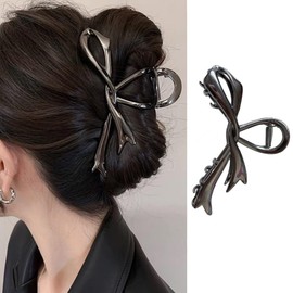 Large Metal Hair Clips Ribbon Bow Hair Claw Clip Black Bow Claw Clips Strong Hold Hair Jaw Clip Bow-knot Claw Clips Cute Hair Barrettes Bow Hair Accessories Styling Hair Decoration for Women Girls
