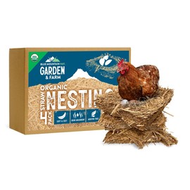 Blue Mountain Hay-Organic Straw Nesting Pads, 4-Pack (12"x12" Each) | Bedding for Chicken Coop, Laying Hens, Nesting Boxes | Non-Synthetic, All-Natural & Chemical-Free