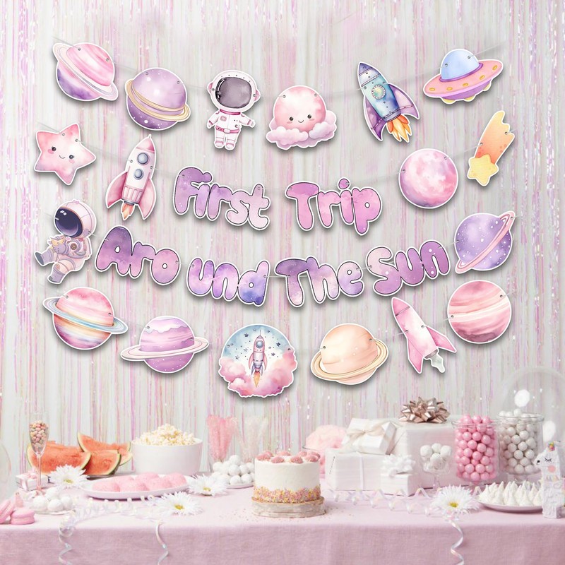 KARAQY - Banner para fiesta de primer cumpleaños con temática