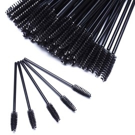 Samcos Disposable Eyelash Brushes 100pcs Eyebrow Brushes Screw Brushes for Eye Makeup Eyelash Extensions Easy to Carry Suitable for Beginners Practice Black Purple (Black)