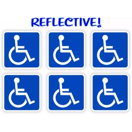 Unbranded 6-pcs REFLECTIVE Mini 1x1 inch Handicap Stickers Decals Handicapped Wheelchair
