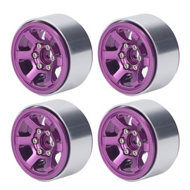 4PCS RC Wheel Hubs Set Aluminium Alloy CNC RC Wheel Rim Hubs for 1.9in Tire Tread Purple