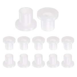 sourcing map 12pcs Flanged Sleeve Bearings 5mm ID 6.6mm OD 8.1mm Length Nylon Bushings, White