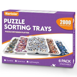 Nariolar 11.5 x 8.3 in Puzzle Sorting Trays Stackable, 6-Pack Puzzle Piece Sorter Trays for 1000/1500/2000 Pieces