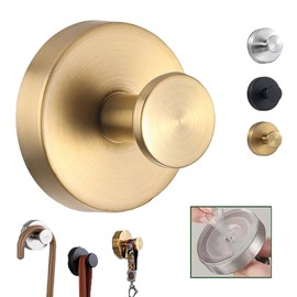 XIANTIAN Luxe Hold No-Drill Hooks,2024 Upgraded Stainless Steel Waterproof Hooks for Bathroom,Shower,Kitchen, Mirrors，andHeavy Duty Towel Holders (1, Gold)