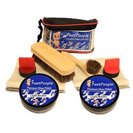 FeetPeople Ultimate Leather Care Kit with Travel Bag, Light Brown