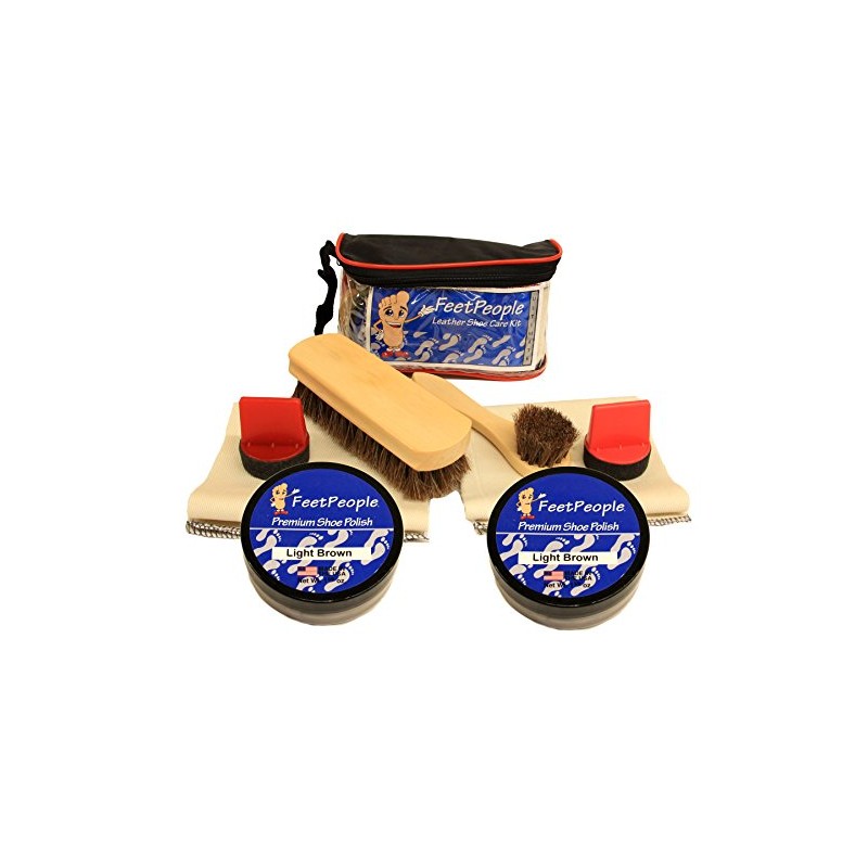 FeetPeople Ultimate Leather Care Kit with Travel Bag, Light Brown