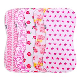 KiddyStar 5 Pack Organic Cotton Burp Cloths for Boys & Girls - Absorbent Burping Cloth, Burp Towel, Burping Rags, Spit-up Cloth, Baby Wipe Cloth