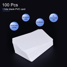 sourcing map Blank PVC Cards for ID Badge Printers, Graphics Quality White Plastic CR80 10 Mil (CR8010) Pack of 100