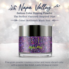 SNS Healthy Natural Nails SNS Nail Dip Powder, Gelous Color Dipping Powder - Bottlerock Music Fest (Purple, Glitter) - Long-Lasting Dip Nail Color Lasts 14 Days - Low-Odor & No UV Lamp Required - 1oz