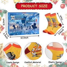 Socks Christmas Advent Calendar 2024-24 of Day Christmas Countdown Calendar Includes 24 Pairs of Anime Themed Socks Suitable for Women Men Fans Xmas Party Surprise