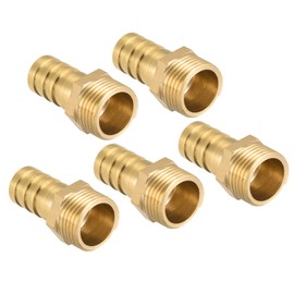 QUARKZMAN 12 mm Barb to G3/8 Male Thread Pipe x 5 Pieces Straight Brass Barb Hose Fitting for Air Water Fuel Pneumatic Hose, Gold