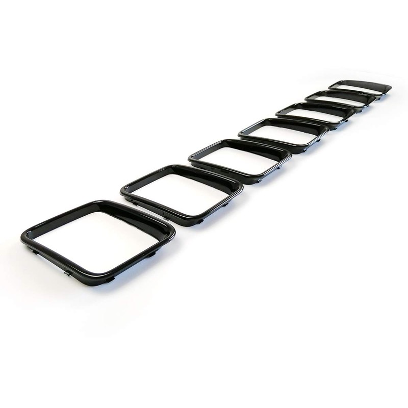 7PC of Gloss Black Front Grill Rings Inserts Compatible with