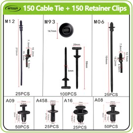 300 Pcs Nylon Universal Cable Tie Buckle, Car Strap Style Zip Ties, Push Mount Cable Zip Tie, Multifunctional Snap Fit Nylon Clips for Car Fender Bumper Trunk Home Use
