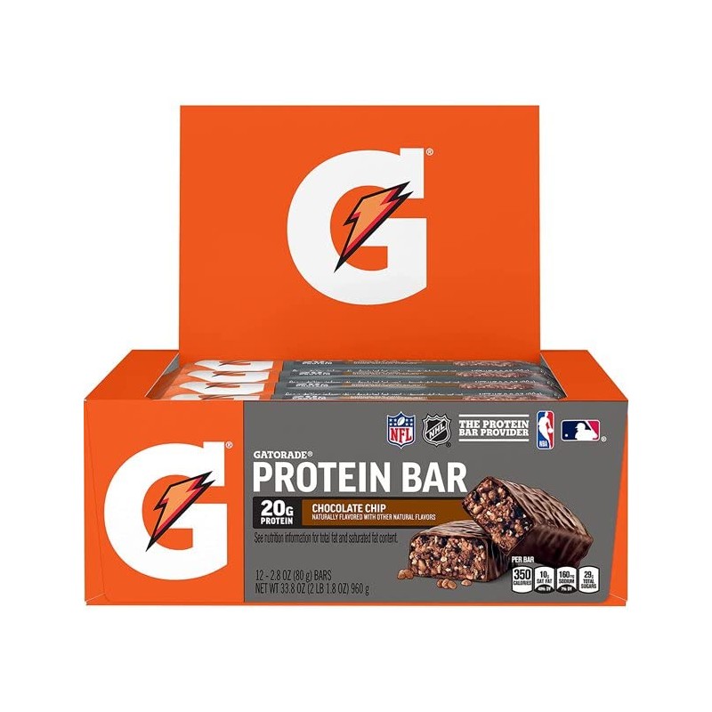 Gatorade Whey Protein Recover Bars Chocolate Chip 2.8oz (12 Pack)