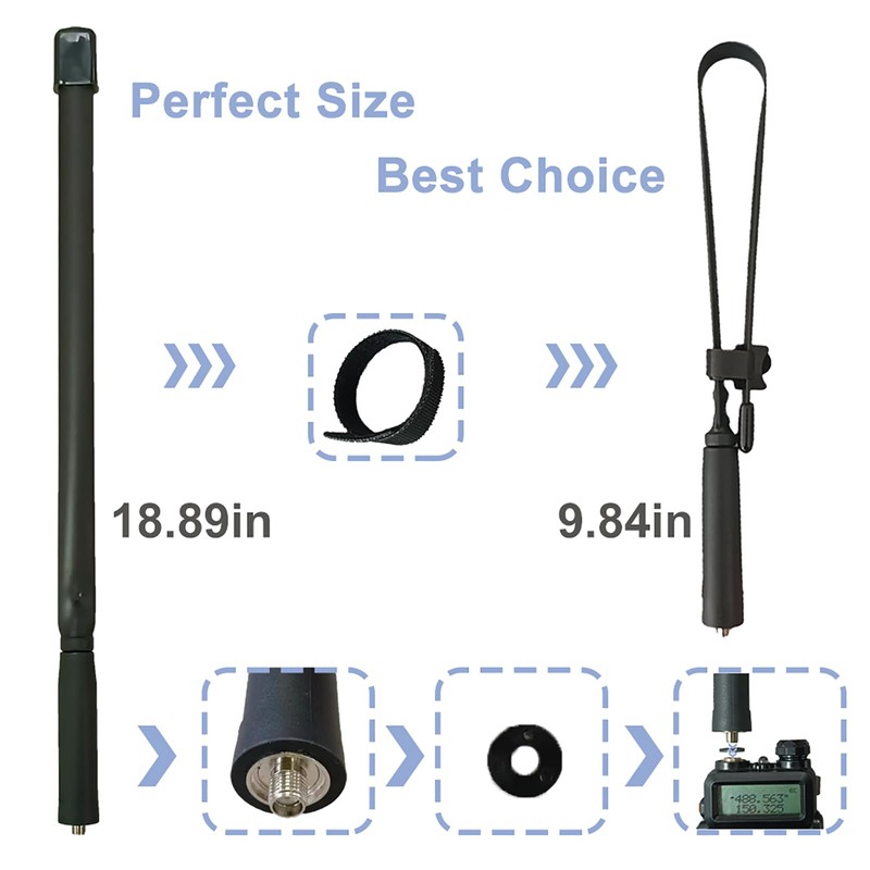 2 Pack BAOFENG Tactical Antenna 48cm/18.89in for UV-5R Radio SMA-Female