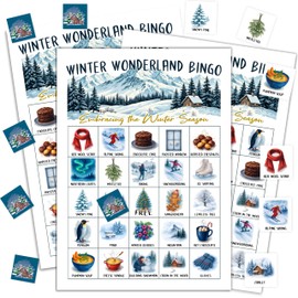 Winter Bingo Game, Winter Wonderland Party Game Cards For Adults, 24 Players Christmas Activities For Family Friends, Large Xmas Holiday Family Party Supplies Favor Decor, (005)
