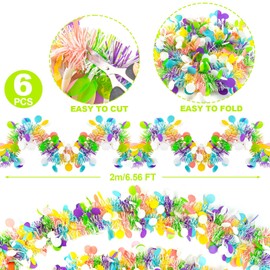 6 guirnaldas de oropel de Pascua, guirnaldas de flecos coloridas de 40.3 pies, guirnaldas colgantes de Pascua, decoraciones para fiestas de Pascua, bodas, Año Nuevo, decoración interior y exterior