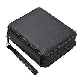 Estuche para lápices de poliuretano, organizador de 72 ranuras para lápices de colores con cremallera para bolígrafos de acuarela, estuche organizador