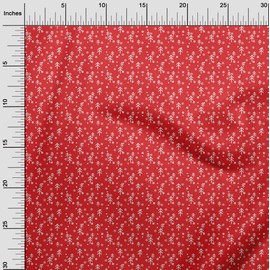 oneOone Viscose Chiffon Red Fabric Merry Christmas Fabric for Sewing Printed Craft Fabric by The Yard 42 Inch Wide-GVC