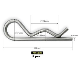 Yoliko 3Pcs Heavy Duty Hitch Pins Clip R Clips Spring Retaining Wire Hair Pins Cotter Pin Strong Spring Tension Large Carter Pin R Clip Large for Trailer Tractors Mower Carts Truck Pin Clip M5x100mm