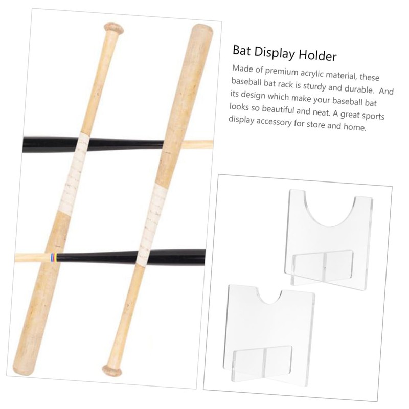 Totority 2pcs Acrylic Baseball Bat Display Holder Horizontal Desktop Rack