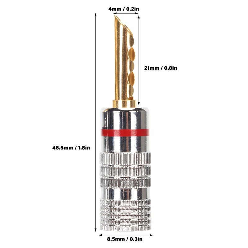 2 Pairs BFA Banana Plug 4mm Gold Plated Brass Serrated