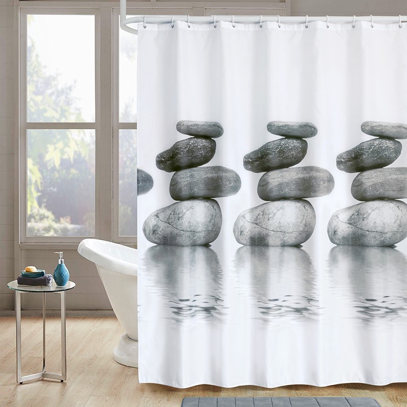 Gray Stone Shower Curtain Waterproof Mildew Proof Bath Curtain with