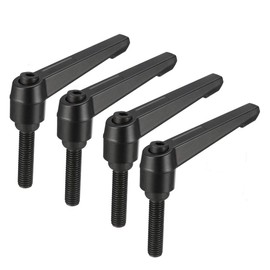 sourcing map M10 x 40mm Handle Adjustable Clamping Lever Thread Push Button Ratchet Male Threaded Stud Knobs Locking Rotating Screw Handles Quick Release Bolt Black 4pcs