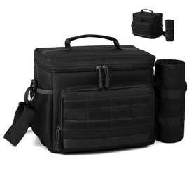 JUMAHE Tactical Lunch Box for Men, Insulated Lunchbox Waterproof Leakproof Cooler Lunch Bag for Work Outdoor Picnic, 24 Cans/15 L, Black