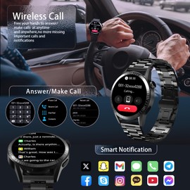 Homailida Men's Smart Watch with 3 Wristbands, Smart Watch, Call and Voice Assistant, Message Notifications, 120+ Sports Modes, IP67, Waterproof Fitness Tracker for Android iOS, Black