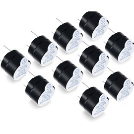 VISSQH Electronic Buzzer, DC 5 V Active Piezo Buzzer Alarm Mini Electronic Buzzer Beep Tone for Computers Printers Electronic (Black) Pack of 10